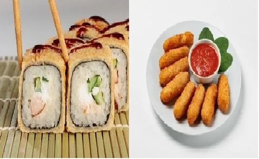 Жареный Микс (Темпура ролл с курицей, сырные палочки)